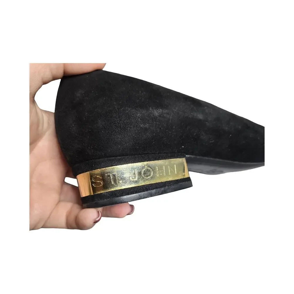 St.John‎ Vintage Womens Black Suede Shoes Pumps Made In Italy Size: 7.5